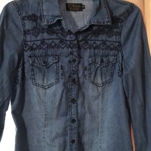 Juniors Denim long sleeve Button up